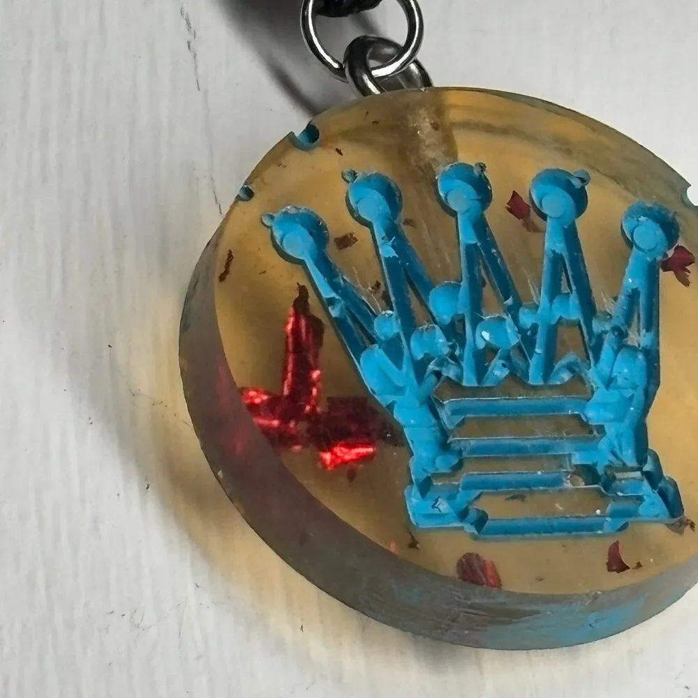 Blue Print Queen - Handmade Resin Chess Necklace - Picture 2 of 7